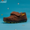Children's Moccasins PONKI ELEGO BROWN-YELLOW, Sizes 26-30