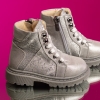 Cizme pentru copii **PONKI Malina Silver**, mărimi **22–25**