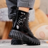 Elegant Children's Ankle Boots PONKI ROSES BLACK-LAK, sizes 31-36