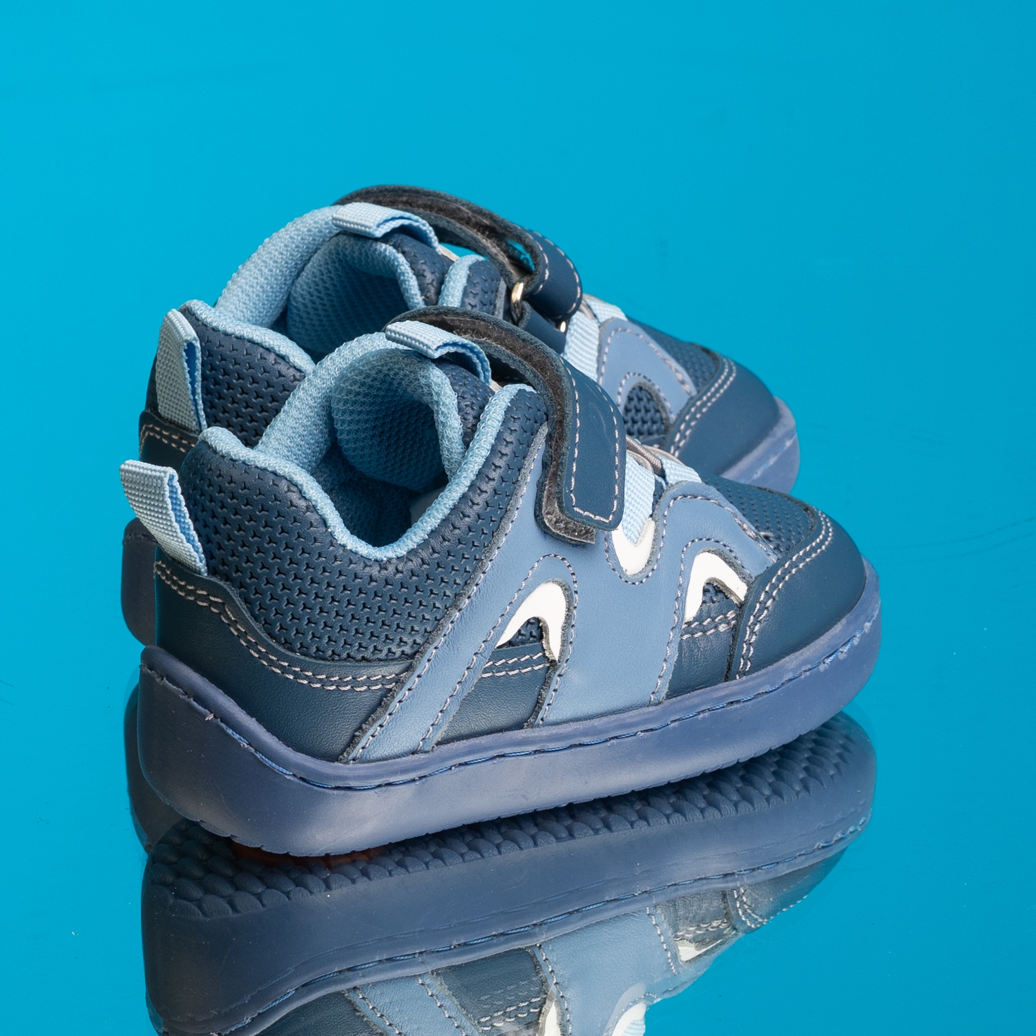 Pantofi barefoot pentru bebeluși PONKI Barefoot SQUASH II Albastru Nr. 22-25