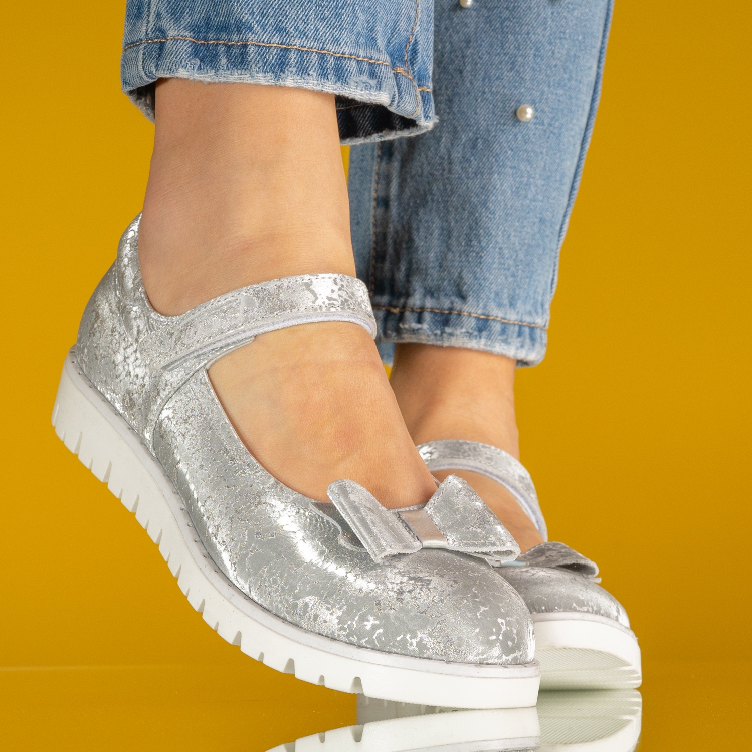 Children's ballerina shoes PONKI ELEGANZA Silver №31-36