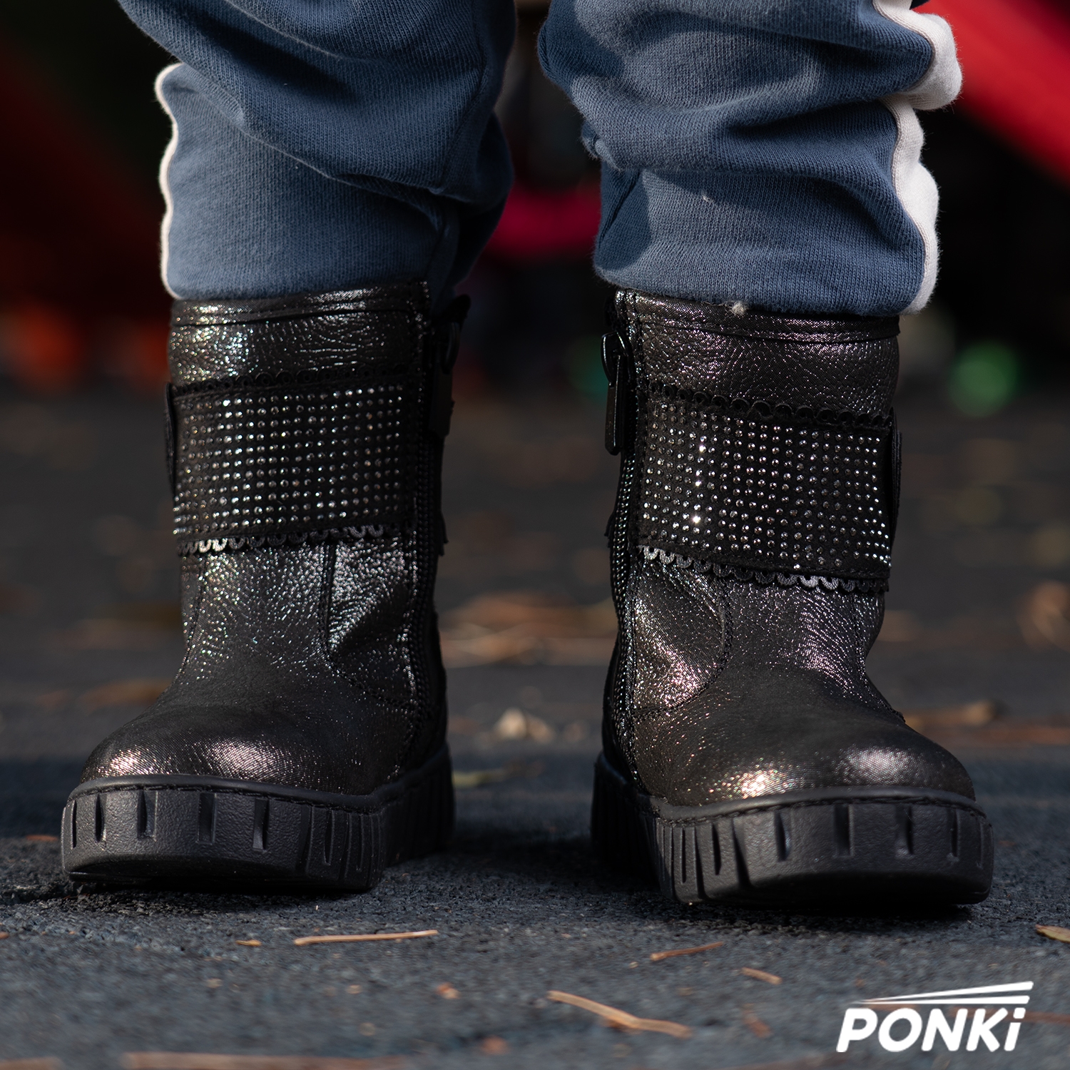 Children's boots PONKI CORAZON BLACK-PLATINUM №26-30