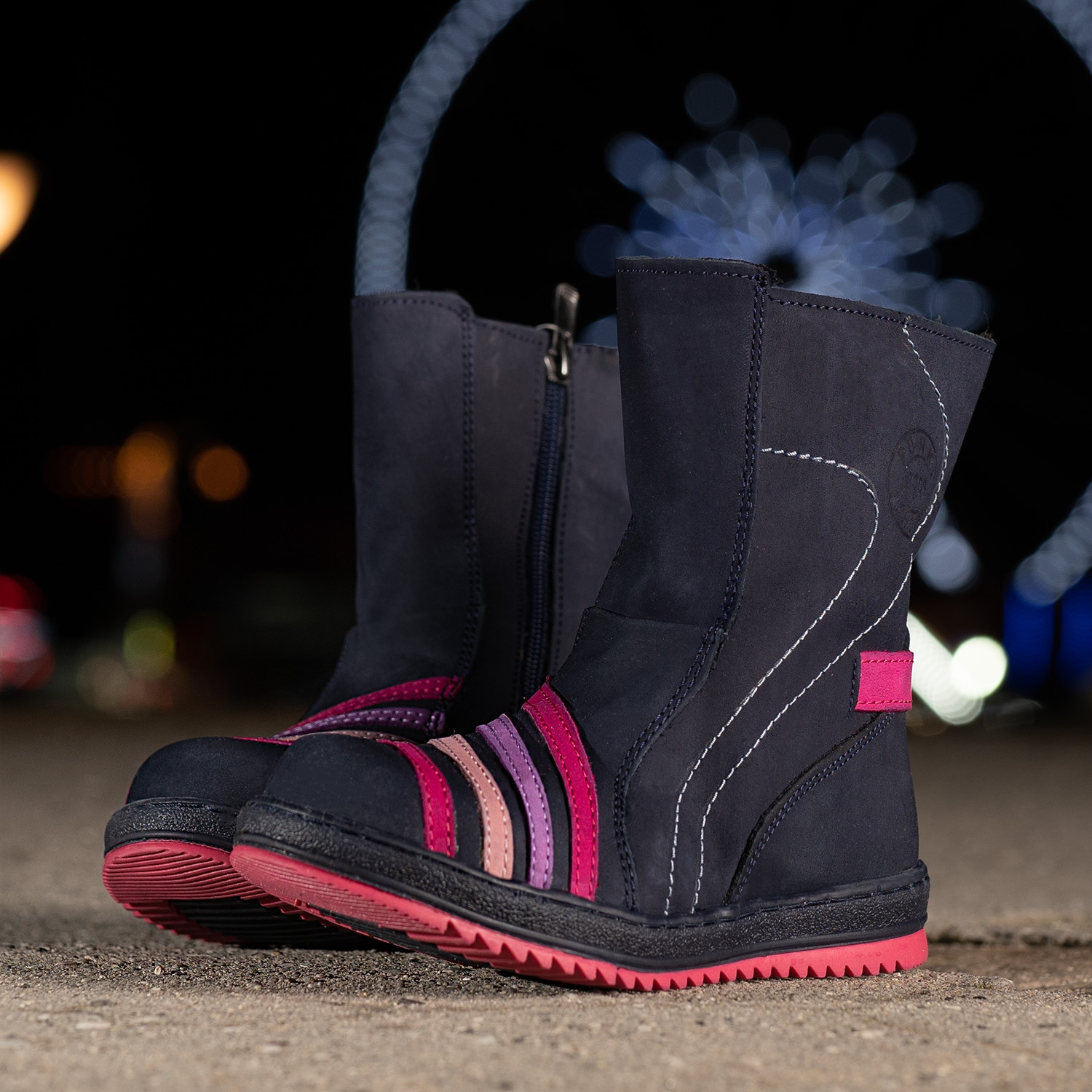 Children's boots PONKI LINES Darkblue-Cyclamen №26-30