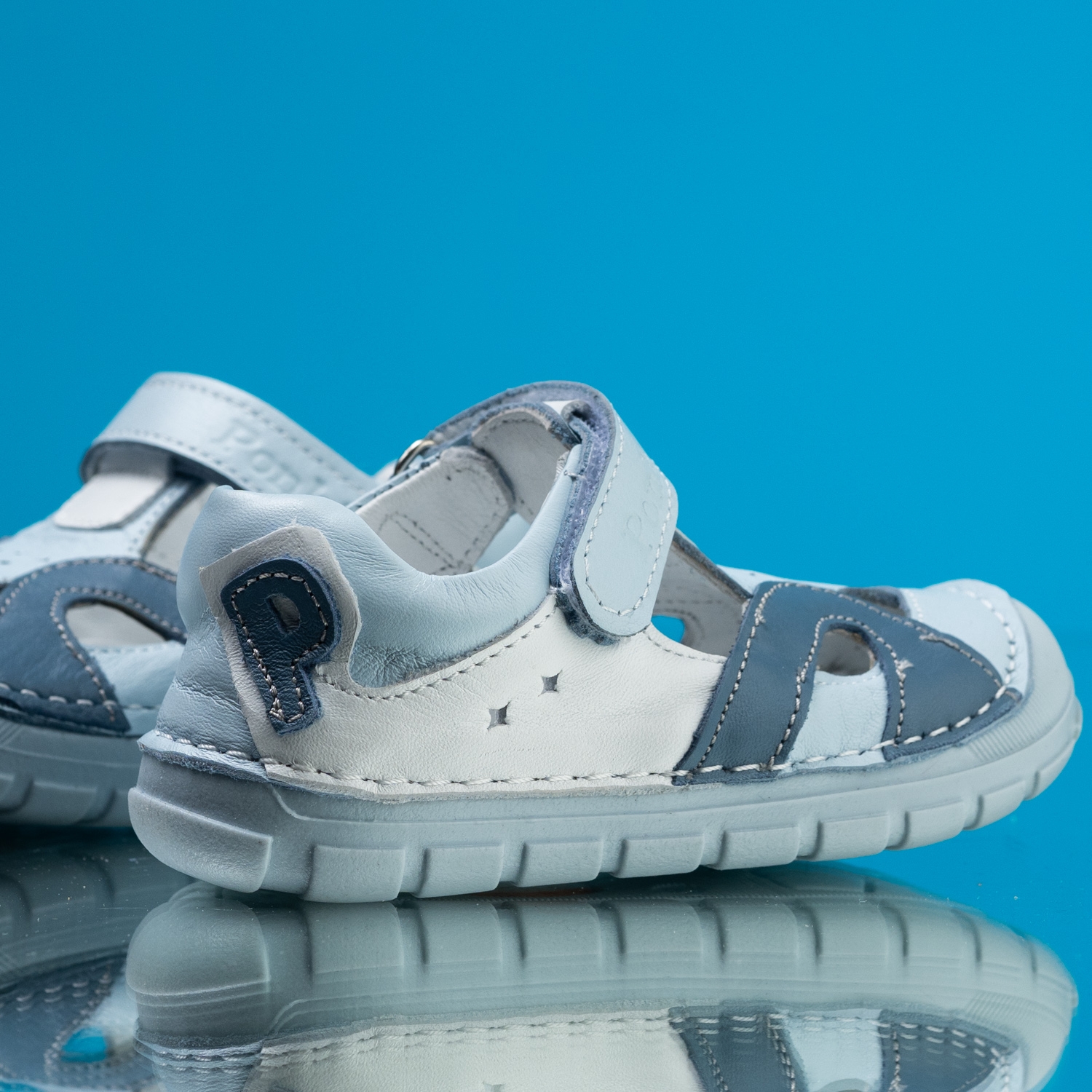 Baby barefoot sandals PONKI BAREFOOT REBBEL LIGHT BLUE №19-25