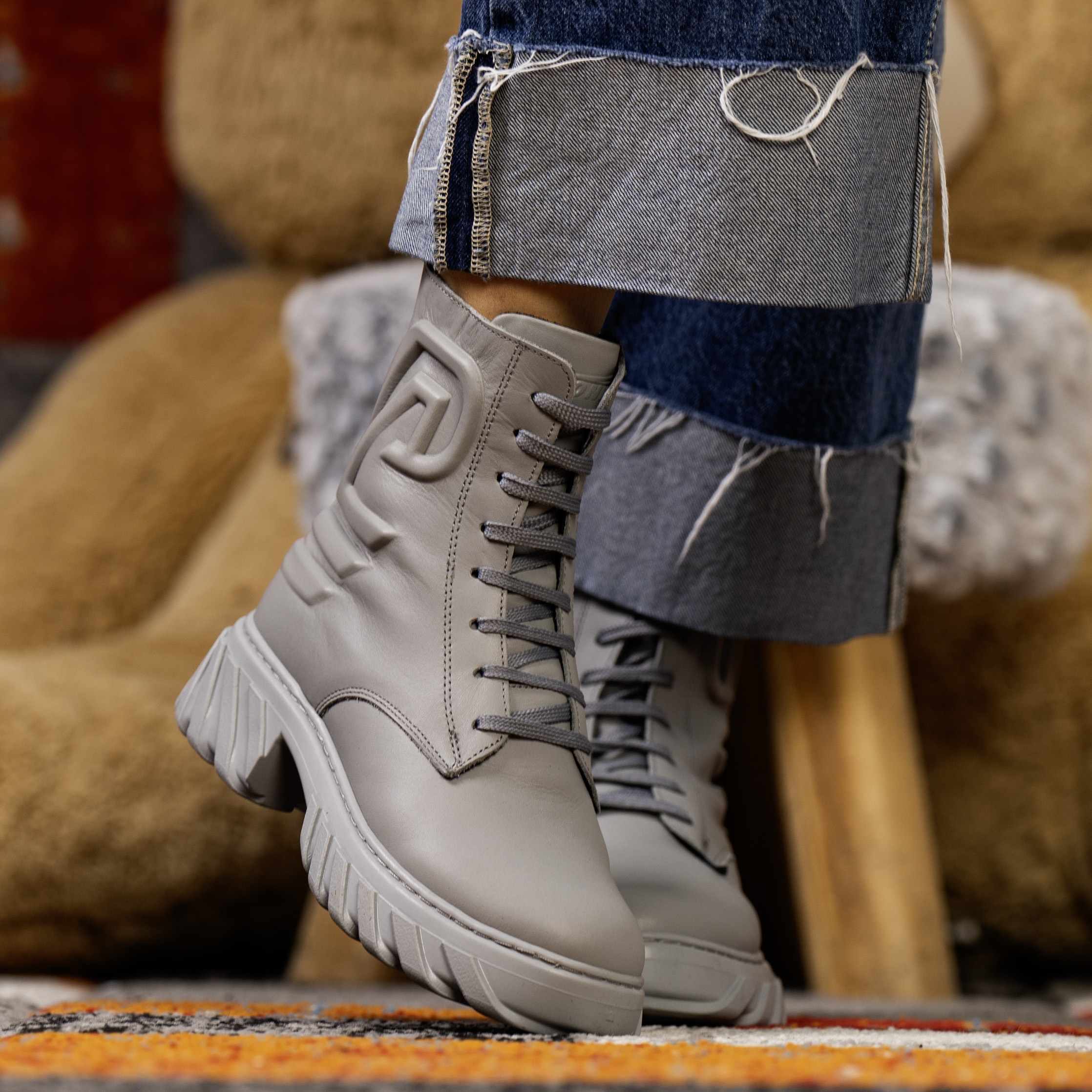 Ladies' ankle boots PONKI VENEZIA Grey, sizes 36-39